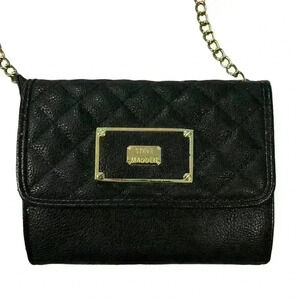 Steve Madden Black Mini Purse Chain And Faux Leather Strap Animal Print  Inside